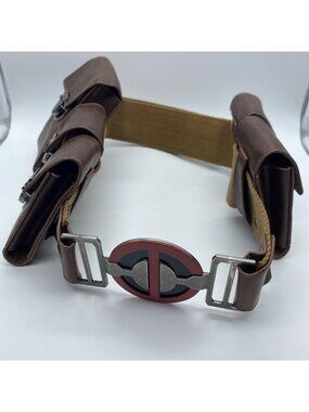 Dead Pool Inspired Utility Webbed Canvas Belt w/ Leather Pouches Kid's Size L